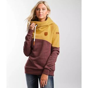 Wanakome Reyene Hooded Sweatshirt Women's XS Gold Mulburry Fleece Asymmetrical